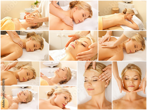 woman having facial or body massage in spa salon