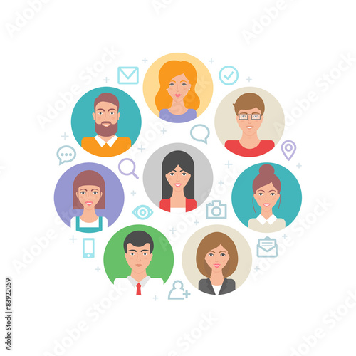 People, digital communications abstract flat style vector illust