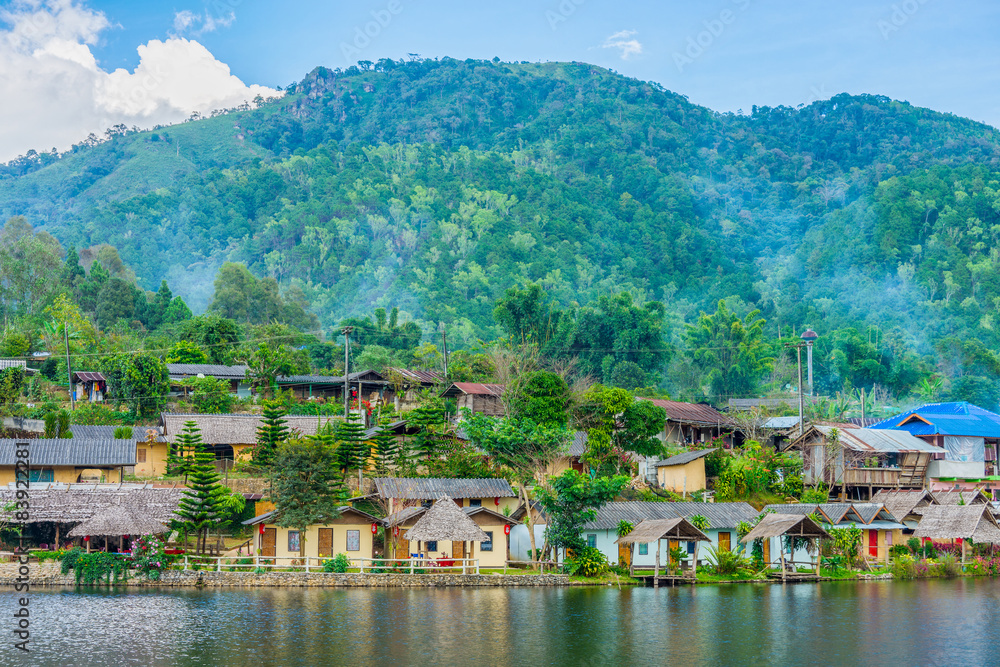 Landscape view of landmark of Rak Thai Village in Mae Hong Son