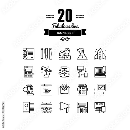 Brand design line icons set