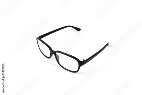 Black eye plastic glasses isolated on white background