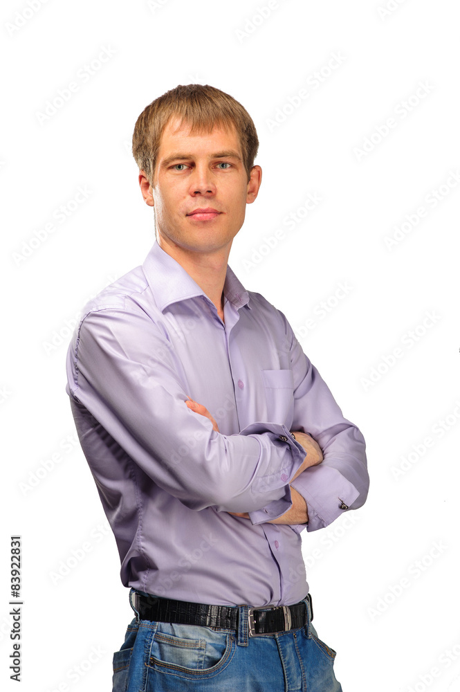 Young man in casual dress portrait isolated on white Young man in casual dress portrait isolated on white