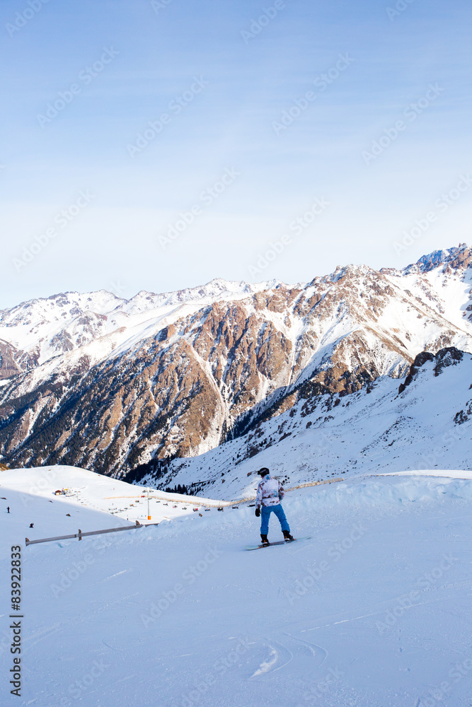 Snowboarder in the mountains