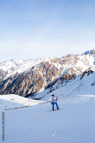 Snowboarder in the mountains