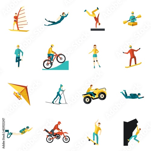 Extreme Sports Flat Icons Set