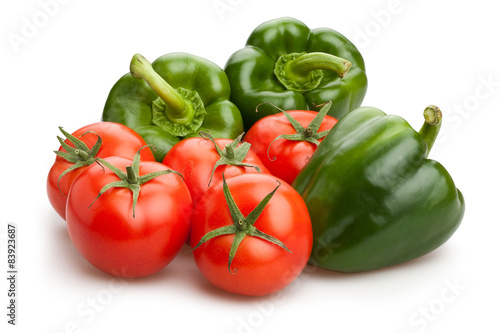 green bell pepper and tomato photo