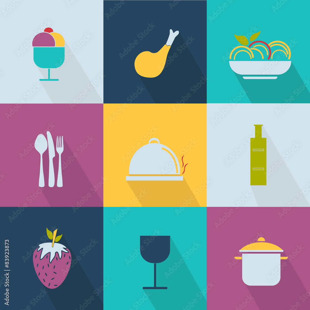 Set of food icons - web 2.0 style Set of food icons - web 2.0 style