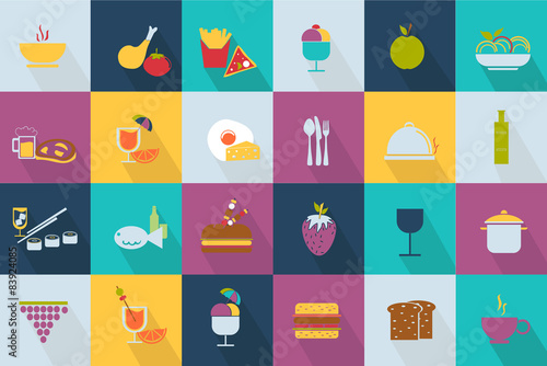 Wallpaper Mural Set of food icons - web 2.0 style Torontodigital.ca