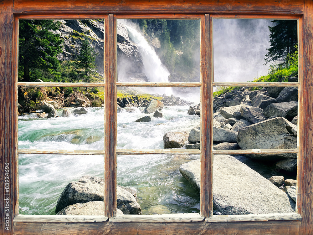 Fototapeta Widok z okna - wodospad