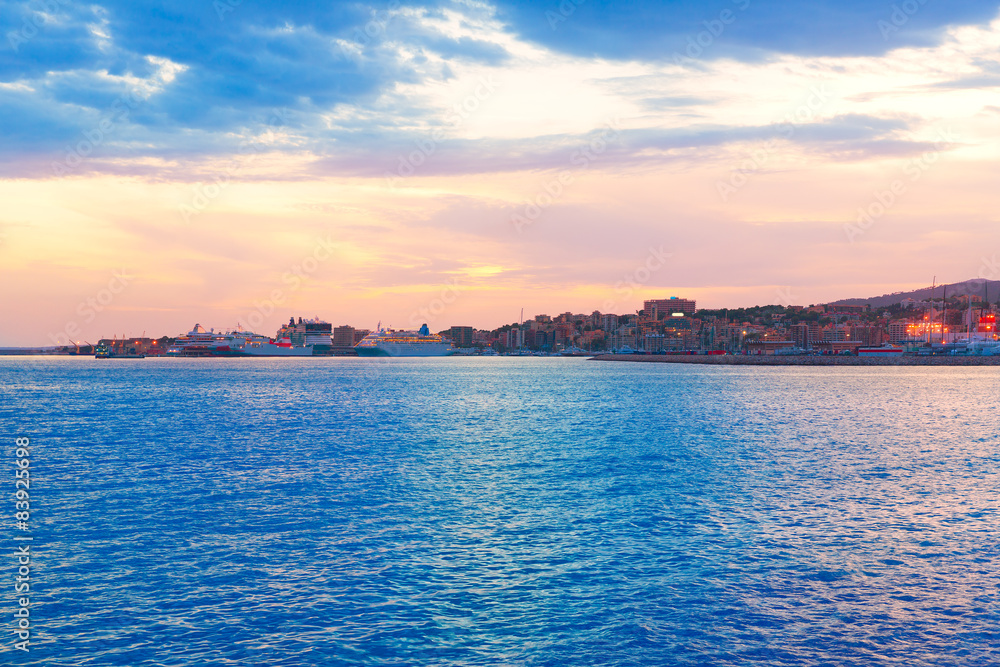 Obraz premium Palma de Mallorca sunset at port in Majorca