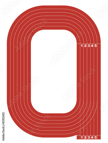 Sample athletics track field in a simple outline.