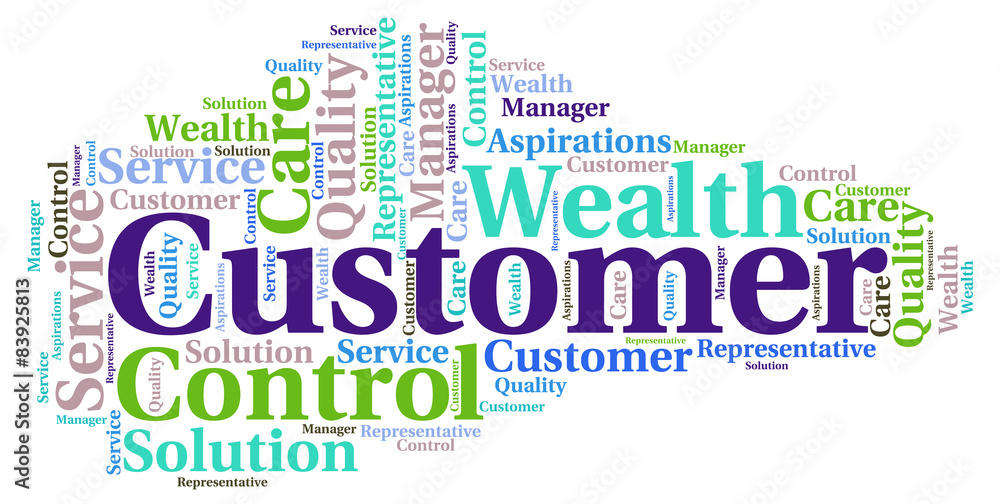 Obraz premium Customer - blue word cloud