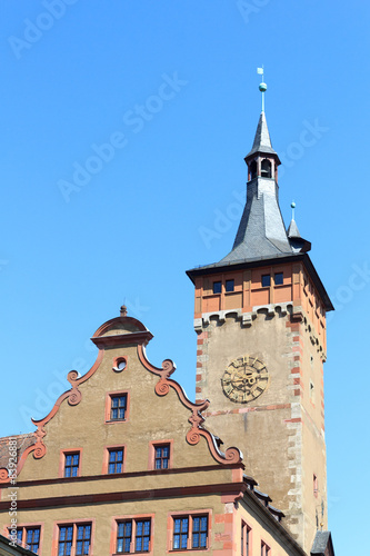 Tower of Old townhall Grafeneckart in Würzburg, Germany photo