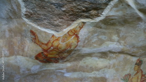 Sigiriya maiden - 5th century frescoes at the ancient rock fortress of Sigiriya in Sri Lanka
