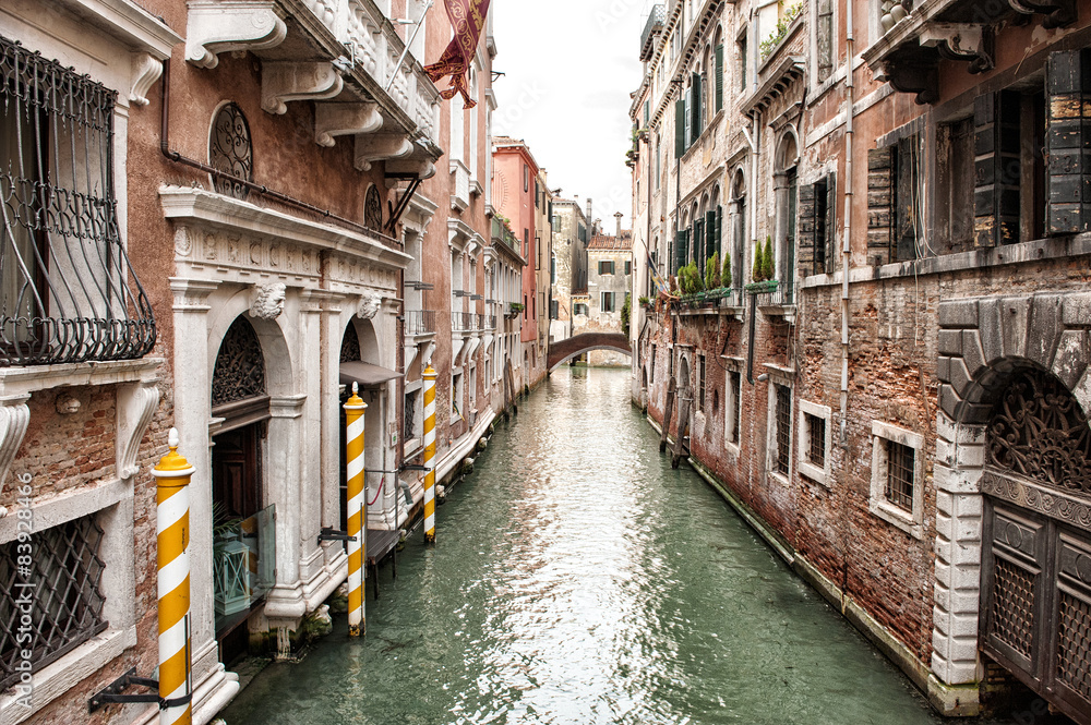 Narrow Venetian Canal Lined with Buildings Narrow Venetian Canal Lined with Buildings