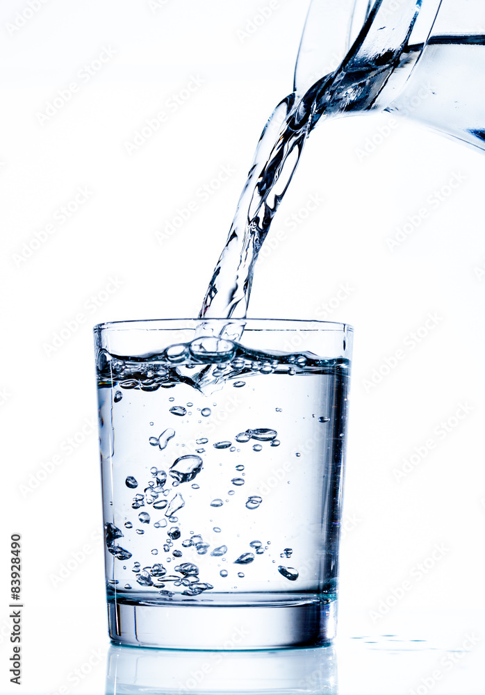 Filling glass with water from jug Filling glass with water from jug