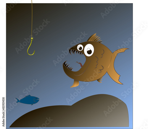 bottom of the lake with fish and soil