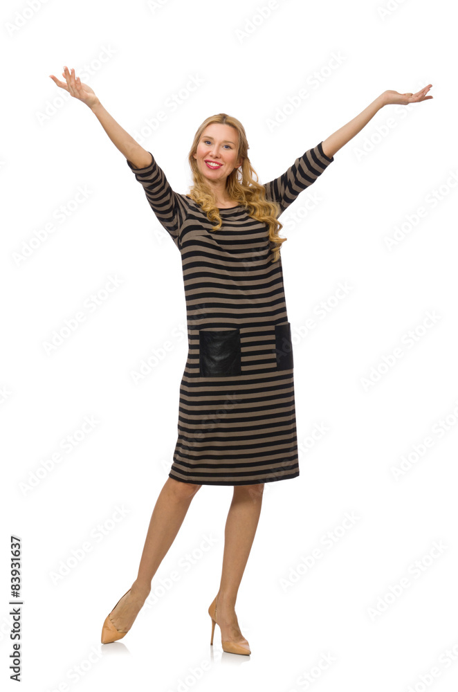 Pretty woman in brown dress isolated on white Pretty woman in brown dress isolated on white