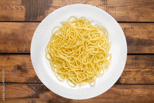 Spaghetti, Pasta, Plate.