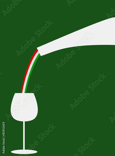 Bottiglia e calice tricolore