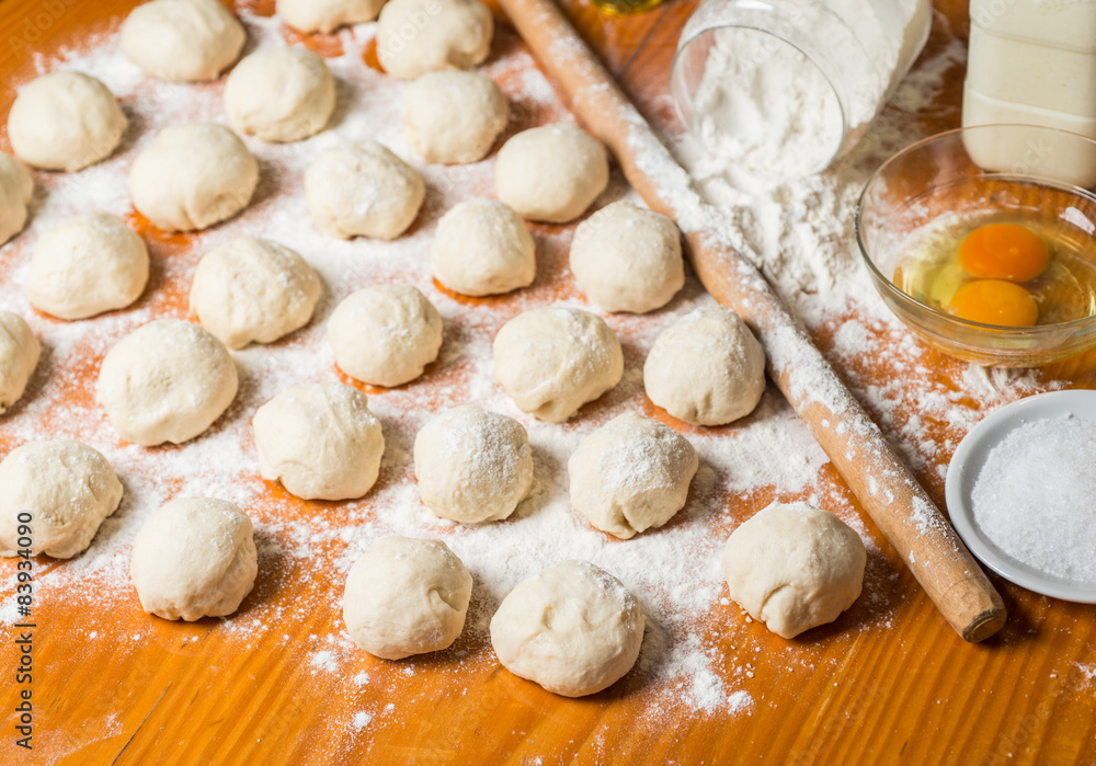 Small balls fresh homemade dough