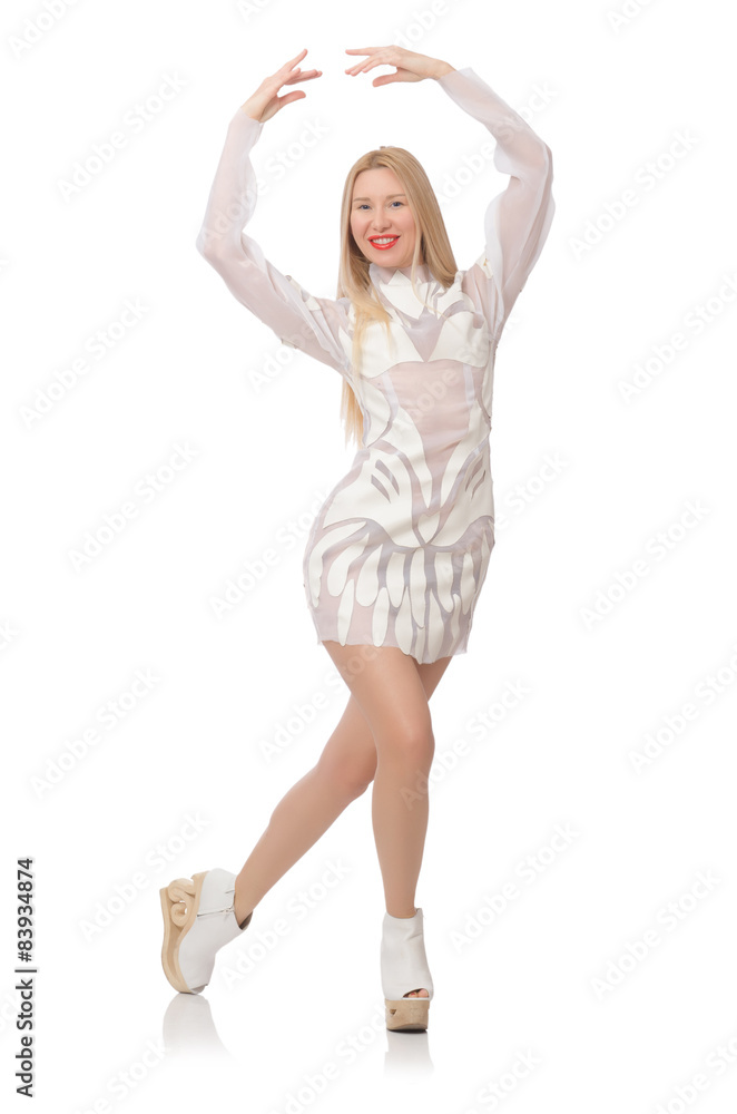 Fototapeta premium Beautiful young woman isolated on white