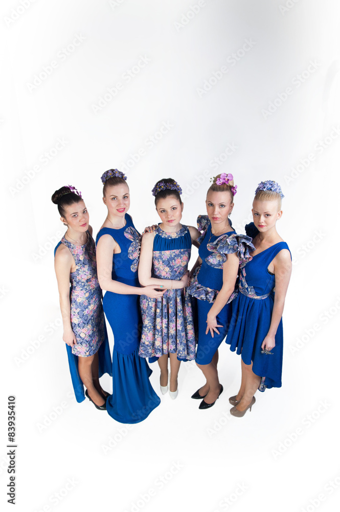 Fototapeta premium Five young girls looking forward