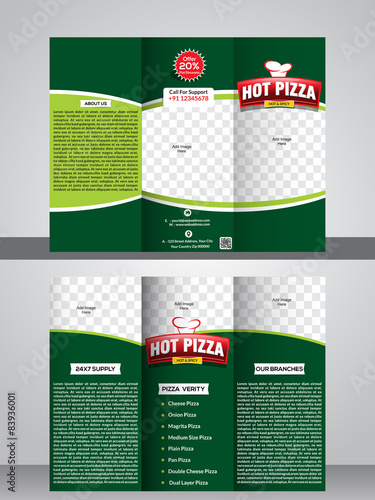Tri fold pizza store brochure template design