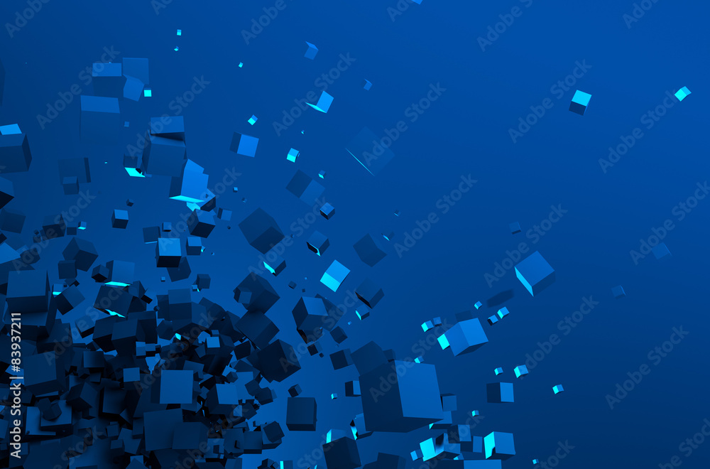 Abstract 3d rendering of flying cubes. Abstract 3d rendering of flying cubes.