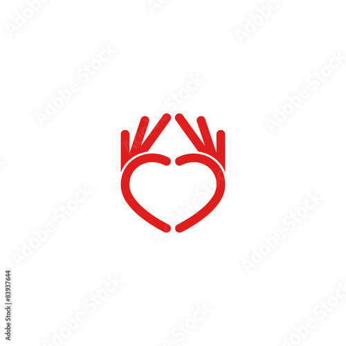 Abstract red heart logo, mockup design volunteer, medical icon