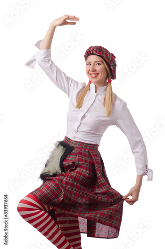 Woman in traditional scottish clothing photo