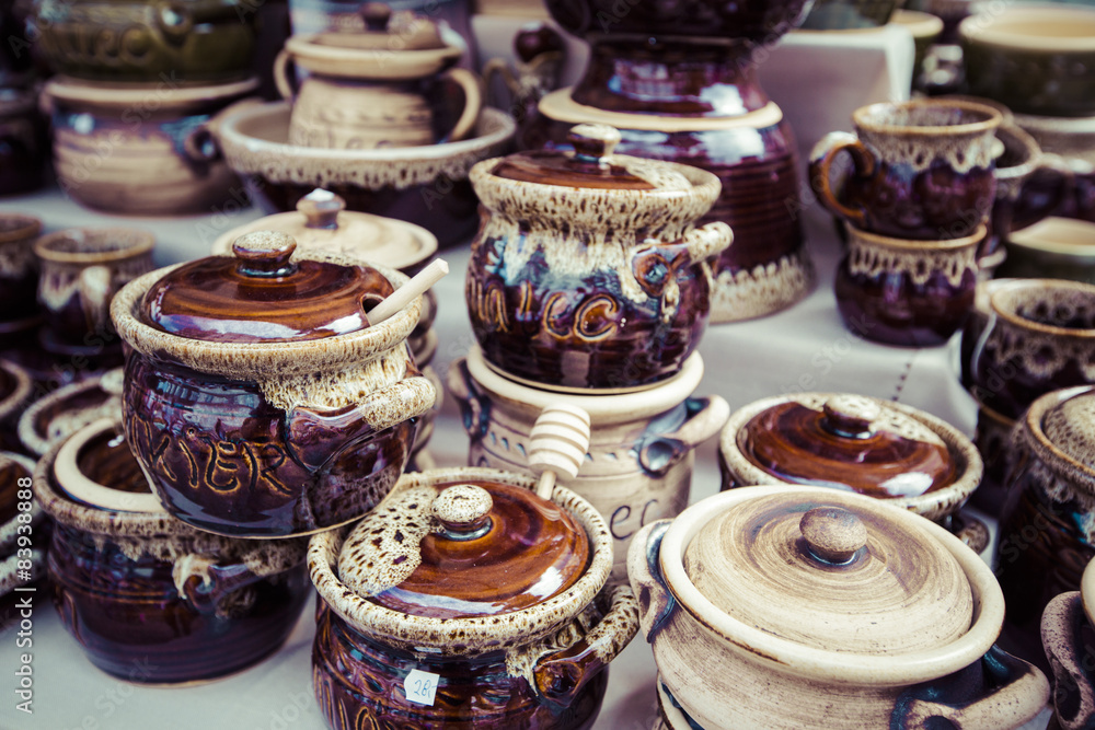 Traditional ceramics from polish market.