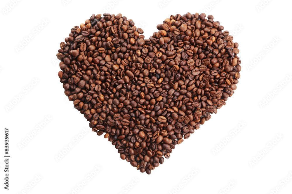 Heart from coffee beans isolated on white Heart from coffee beans isolated on white