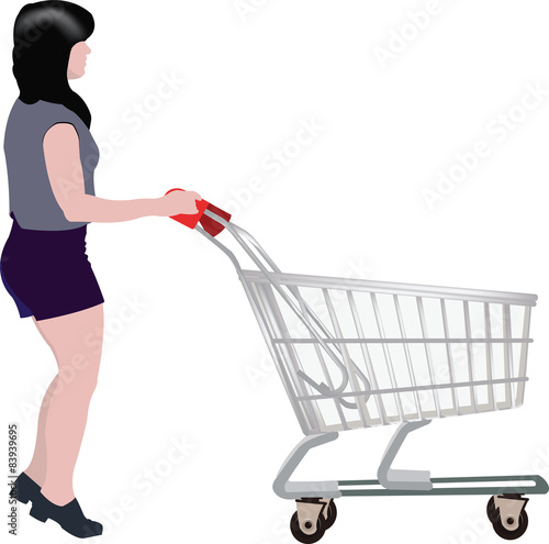donna con carrello spesa