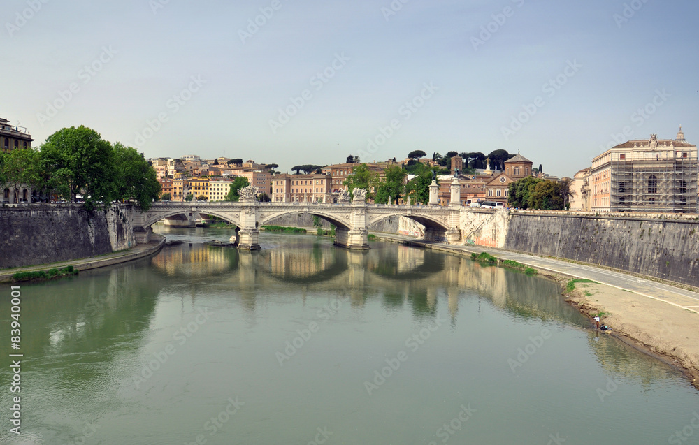 View on Tiber and old city centre in Rome