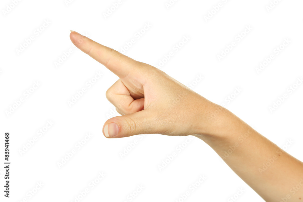 Female hand on white background Female hand on white background