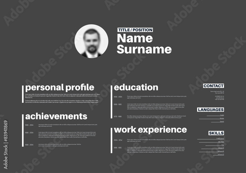 cv / resume template with nice typography