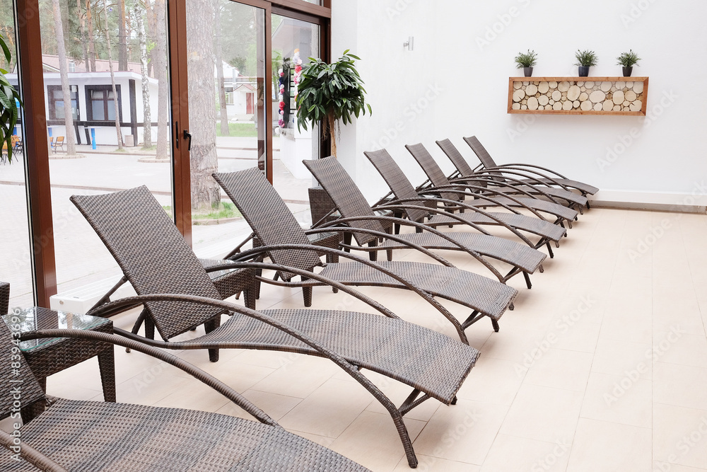 Fototapeta premium The image of chaise-longues in a spa