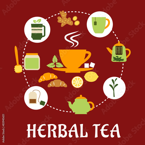 Herbal tea flat infographic design with icons