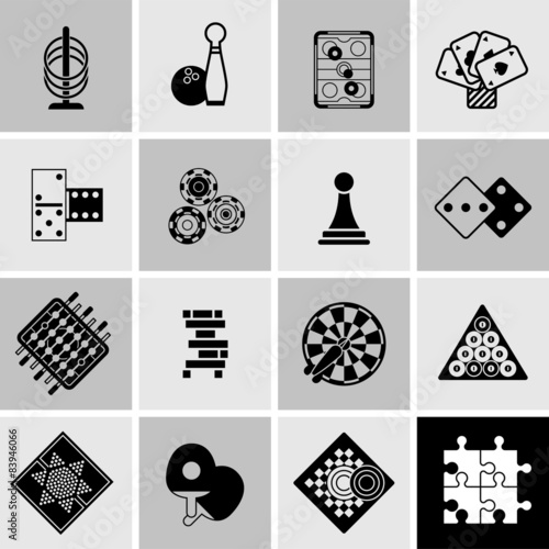Games Black Icons Set