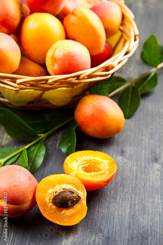 apricots on a wooden table