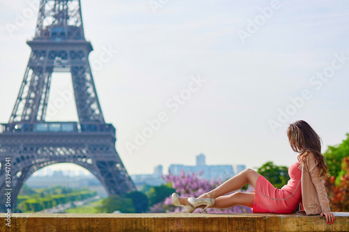 Photography Young elegant Parisian woman in Paris