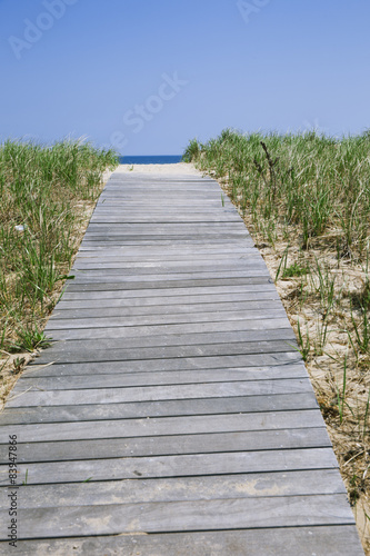 Wooden walkway leading to beach