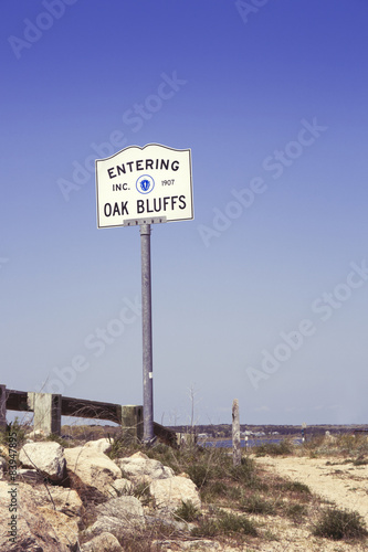 Entering Oak Blufs sign on Martha's Vineyard Massachusetts.