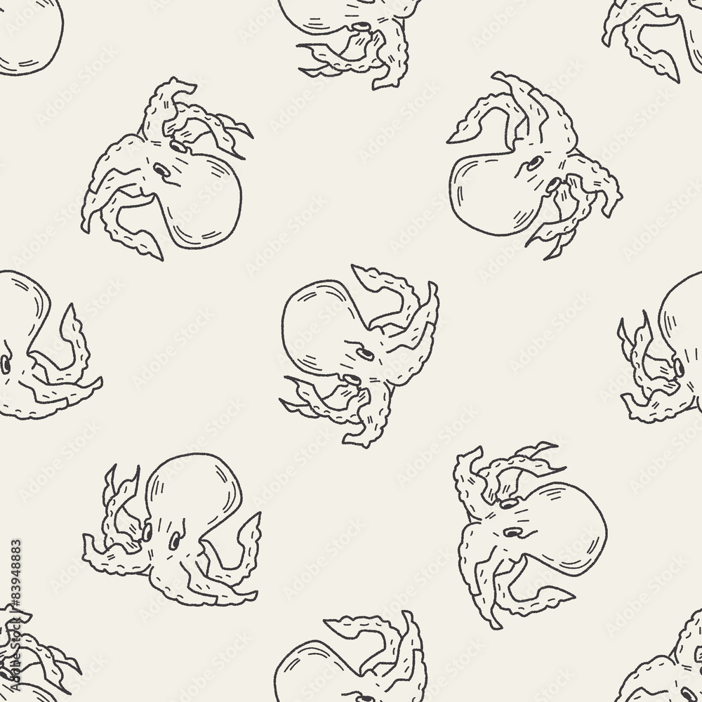 octopus doodle seamless pattern background