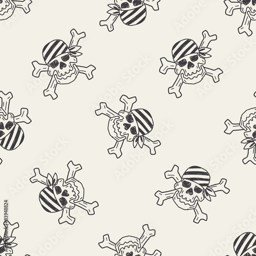 skull doodle seamless pattern background
