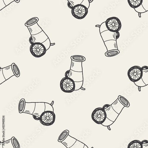 cannon doodle seamless pattern background