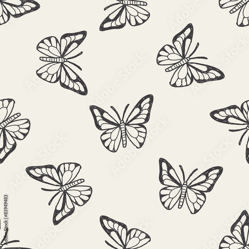 butterfly doodle seamless pattern background