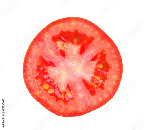 Tomato slice isolated on white background