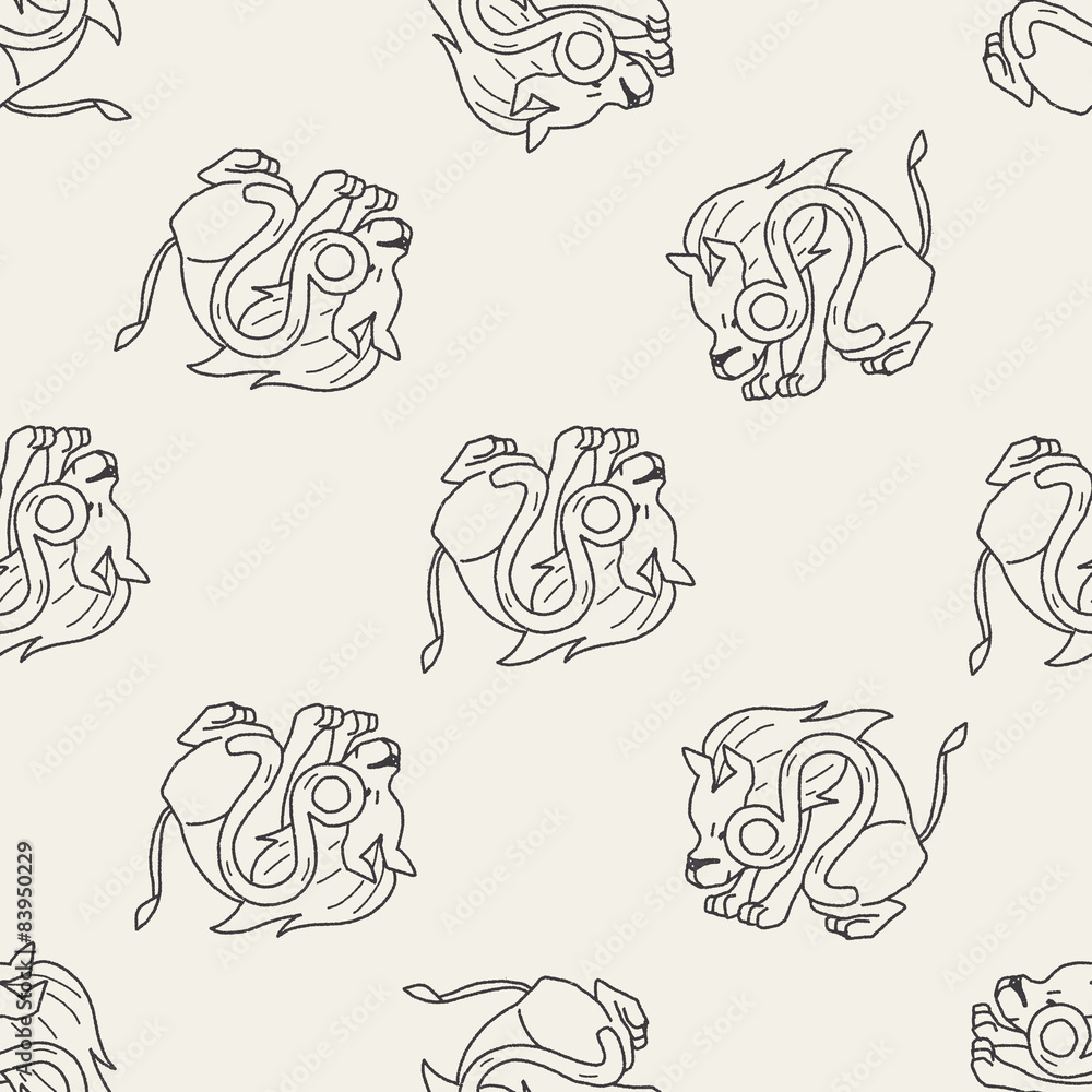Leo Constellation doodle seamless pattern background Leo Constellation doodle seamless pattern background